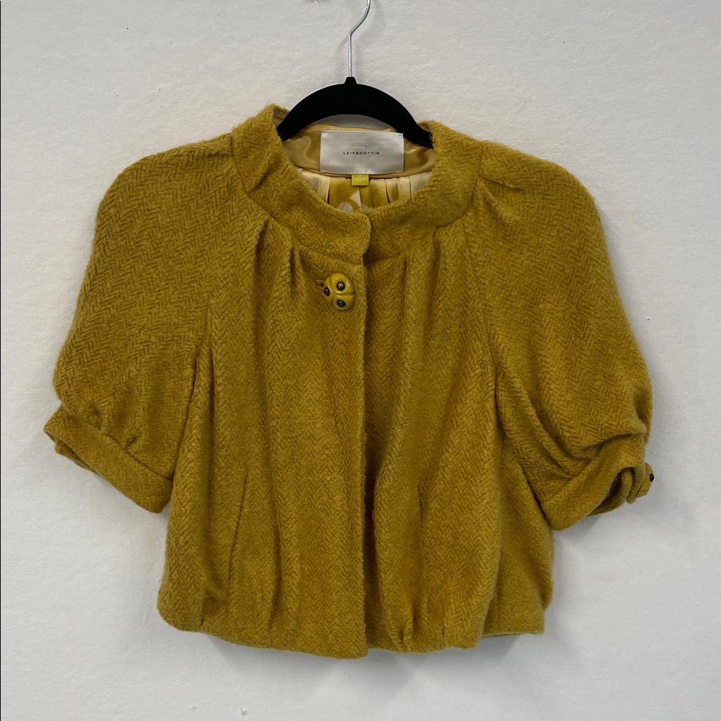 Leifsdottir Mustard Cropped Sweater Jacket